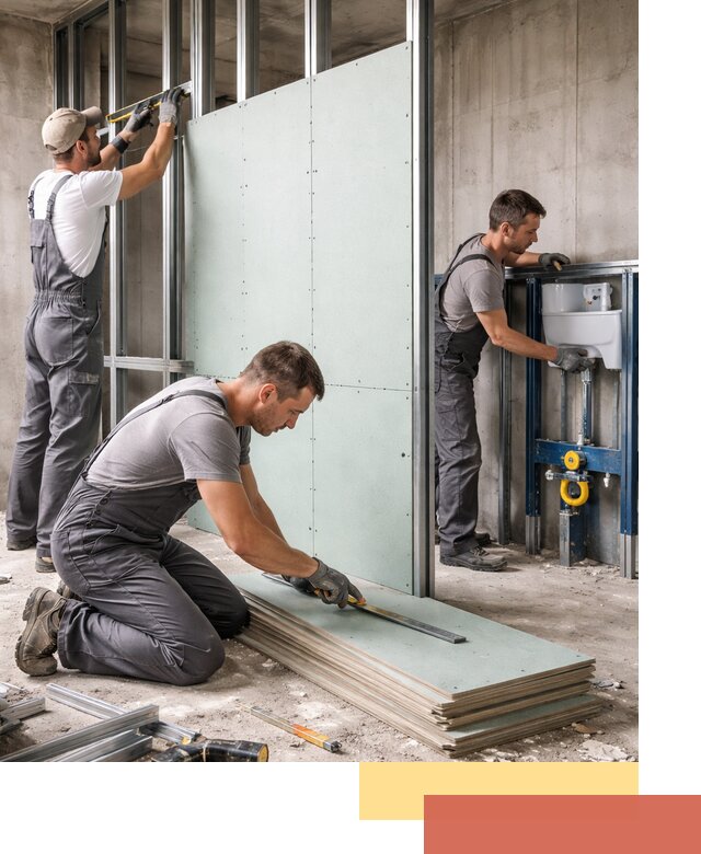 Монтаж и ремонт сантехнических перегородок в мирном