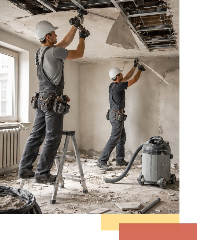 Демонтаж гипсокартонного потолка в мирном быстро и аккуратно