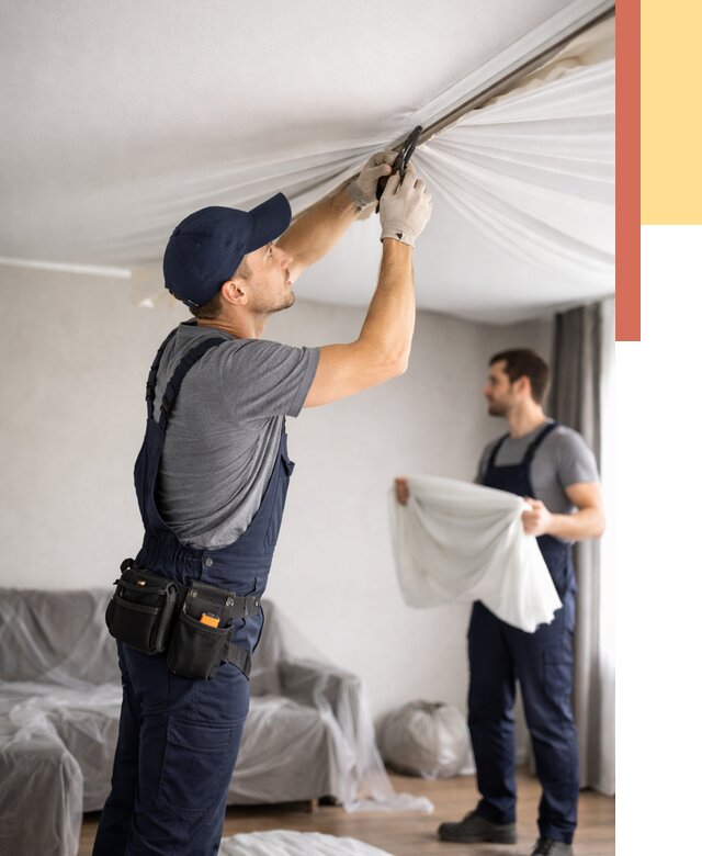 Демонтаж натяжного потолка в мирном от 4549 руб. — снятие и разбор под ключ | ОТДЕЛОЧНИК-Мир