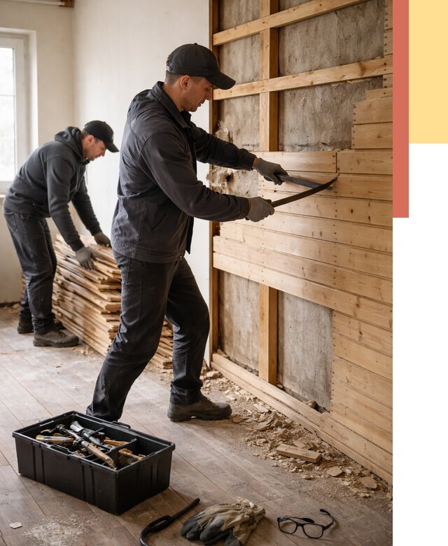 Демонтаж вагонки в мирном от 3841 руб/м2 — быстро и недорого | ОТДЕЛОЧНИК-Мир