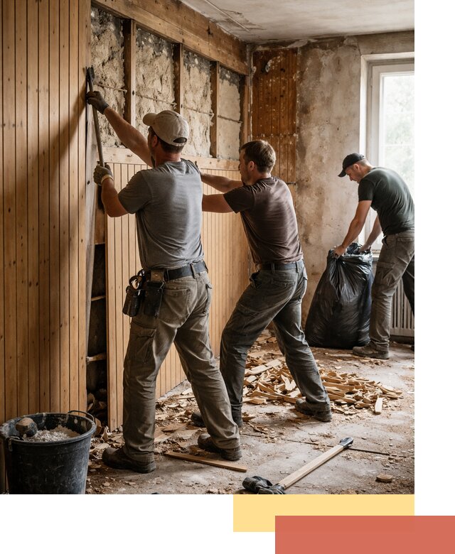 Демонтаж вагонки и вывоз материалов в мирном