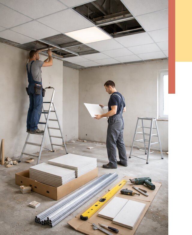 Монтаж потолка армстронг в мирном от 4549 руб/м2 — быстрая установка под ключ | ОТДЕЛОЧНИК-Мир