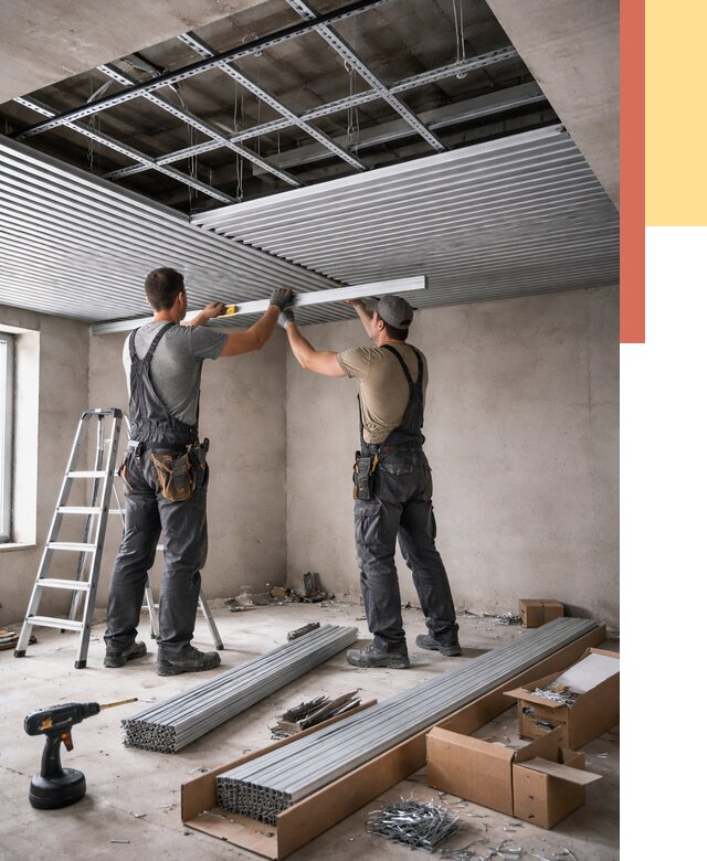 Монтаж реечного потолка в мирном от 4549 руб. под ключ | ОТДЕЛОЧНИК-Мир