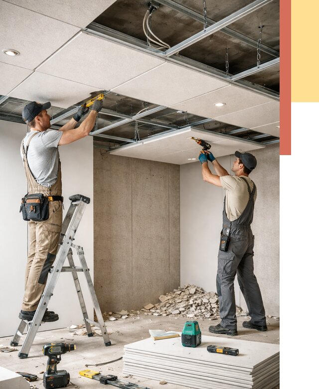 Монтаж акустического потолка в мирном от 6571 руб/м2 — быстро и недорого | ОТДЕЛОЧНИК-Мир