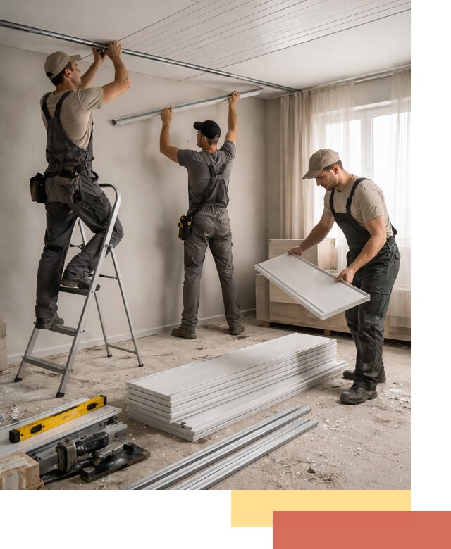 Монтаж потолка из ПВХ панелей в мирном оперативно и качественно