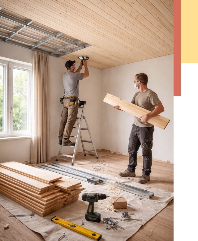 Монтаж потолка из вагонки в мирном от 6571 руб. | Быстро и недорого — ОТДЕЛОЧНИК-Мир