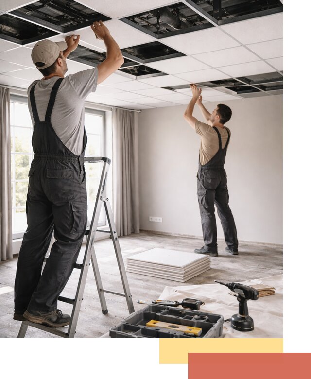 Замена плит подвесного потолка в мирном быстро и качественно