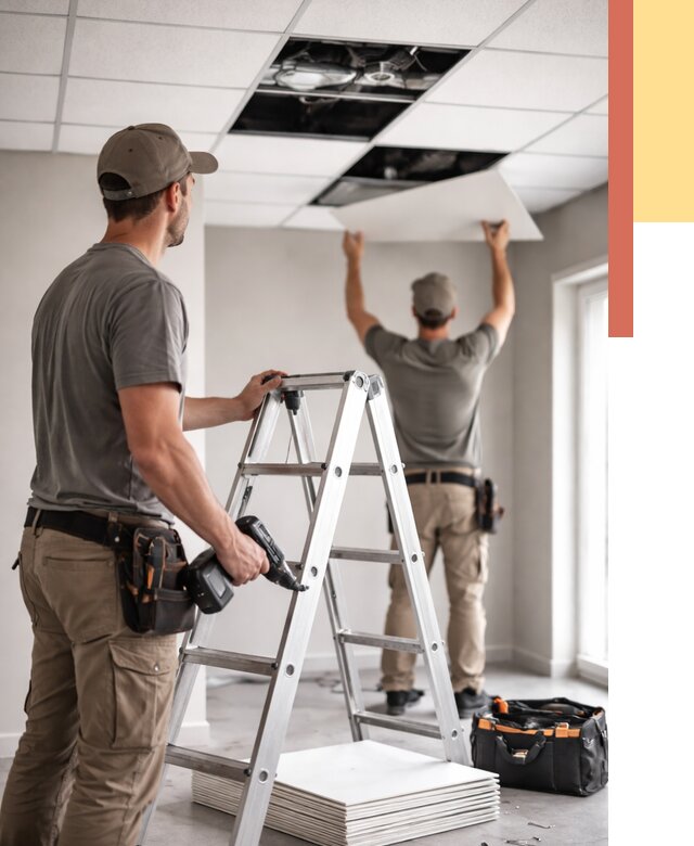 Обслуживание подвесного потолка в мирном от 3538 руб. — быстро и недорого | ОТДЕЛОЧНИК-Мир