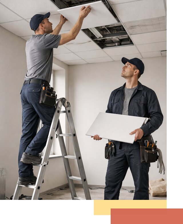 Обслуживание подвесного потолка в мирном — ремонт и чистка