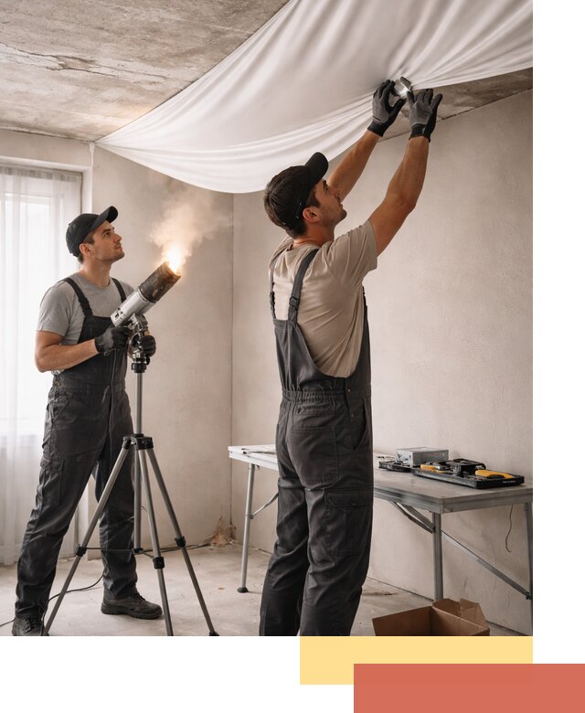 Установка натяжного потолка под ключ в мирном