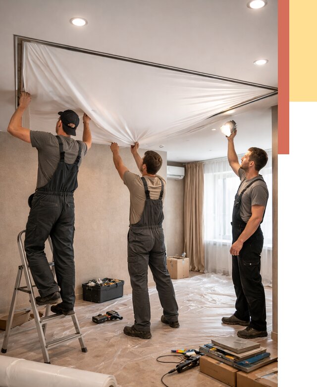 Монтаж ПВХ натяжного потолка в мирном от 3538 руб. под ключ | ОТДЕЛОЧНИК-Мир