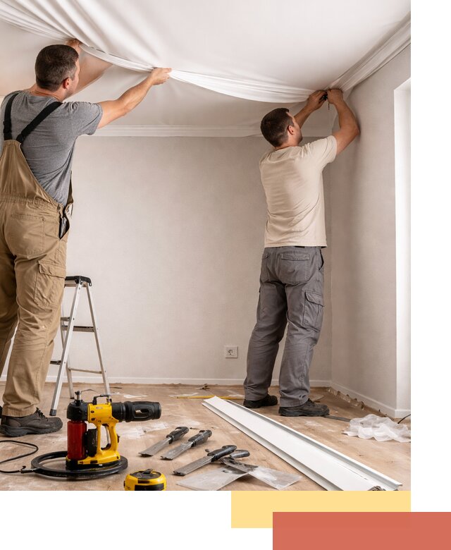 Монтаж ПВХ натяжного потолка в мирном качественно и быстро