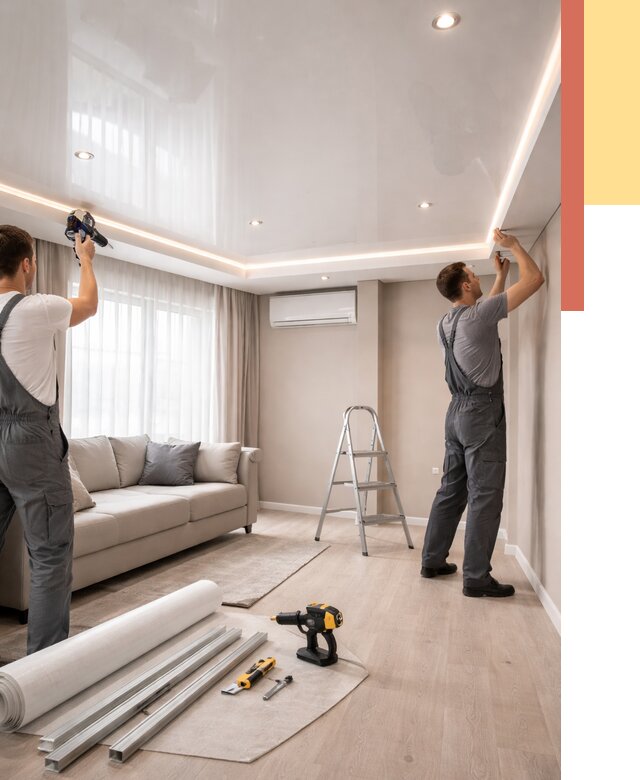 Монтаж глянцевого натяжного потолка в мирном от 758 руб. под ключ | ОТДЕЛОЧНИК-Мир