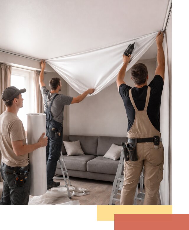 Монтаж сатинового натяжного потолка в мирном качественно и быстро