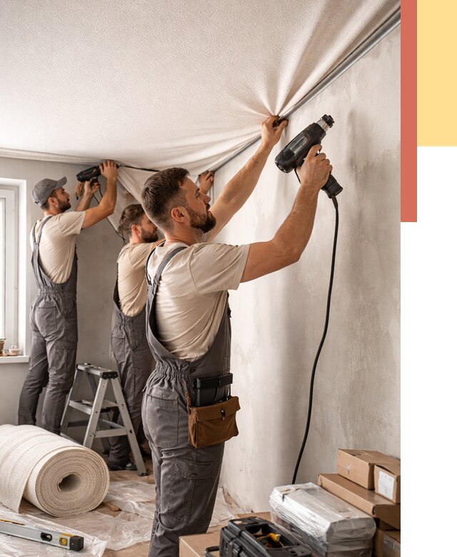 Монтаж фактурного натяжного потолка в мирном от 758 руб. — ОТДЕЛОЧНИК-Мир