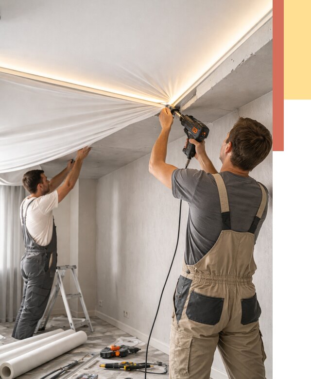 Монтаж натяжного потолка с подсветкой в мирном от 960 руб. | ОТДЕЛОЧНИК-Мир