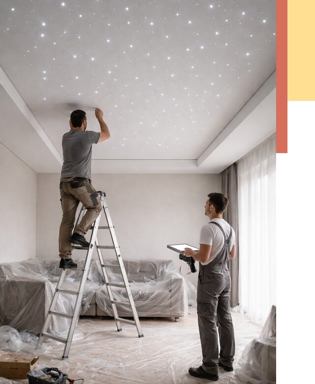 Монтаж натяжного потолка «звездное небо» в мирном от 6571 руб. | ОТДЕЛОЧНИК-Мир