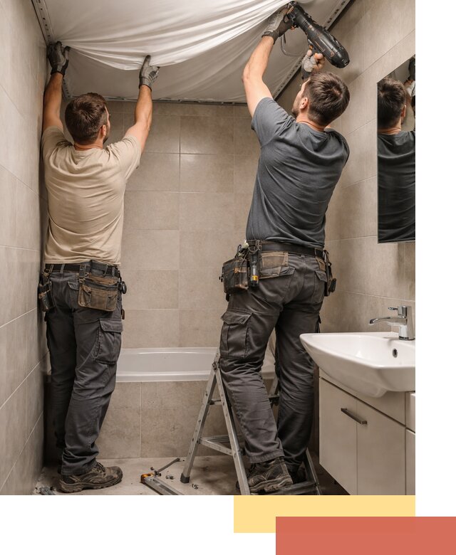 Монтаж натяжного потолка в ванной в мирном быстро и качественно