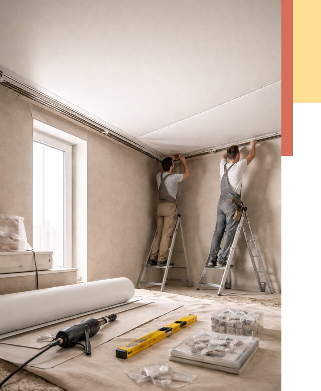 Монтаж натяжного потолка в спальне в мирном от 3841 руб. под ключ | ОТДЕЛОЧНИК-Мир