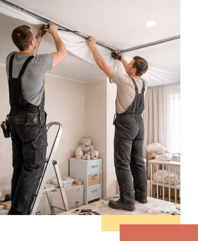 Монтаж натяжного потолка в детской комнате в мирном