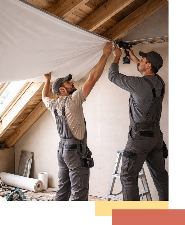 Монтаж натяжного потолка в мансарде в мирном