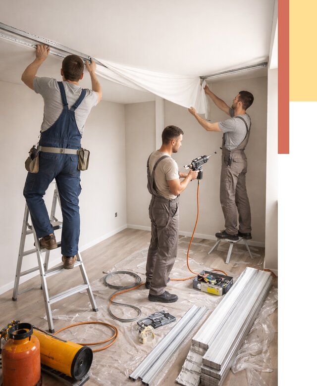 Монтаж натяжного потолка в студии в мирном от 5560 руб. — быстро и недорого | ОТДЕЛОЧНИК-Мир