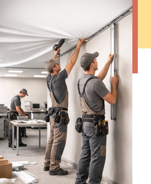 Монтаж натяжного потолка в офисе в мирном от 455 руб/м² — быстро и недорого | ОТДЕЛОЧНИК-Мир