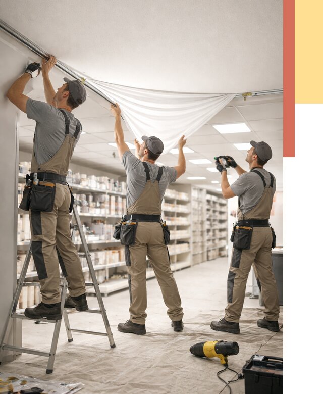 Монтаж натяжного потолка в магазине в мирном от 4549 руб. быстро и недорого | ОТДЕЛОЧНИК-Мир