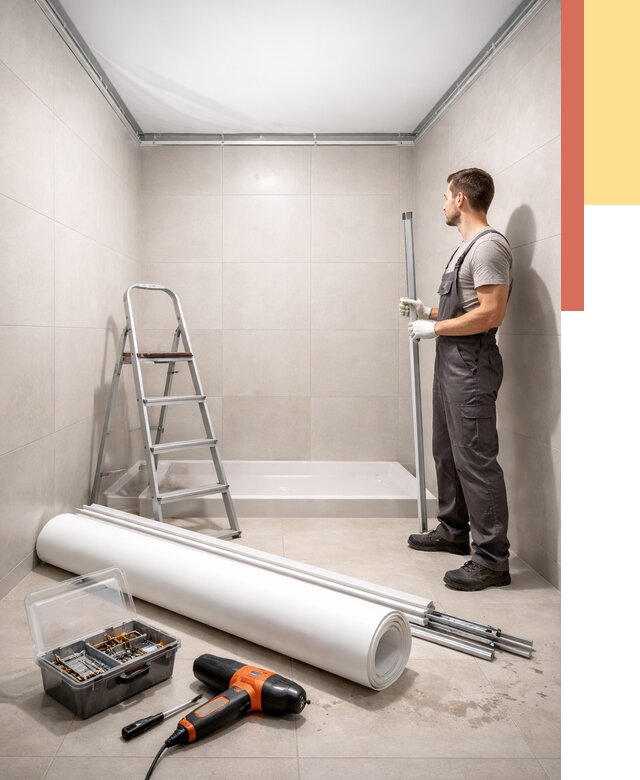 Монтаж натяжного потолка в санузле в мирном от 1870 руб. — ОТДЕЛОЧНИК-Мир