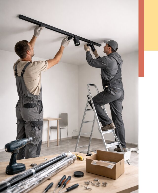 Установка трековых светильников в натяжной потолок в мирном от 4246 руб. | ОТДЕЛОЧНИК-Мир