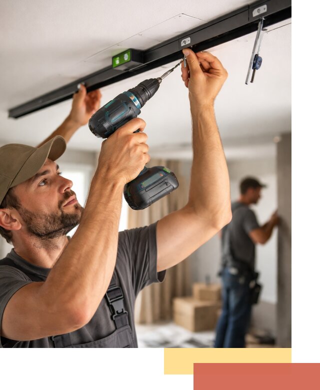 Установка трековых светильников в натяжной потолок в мирном