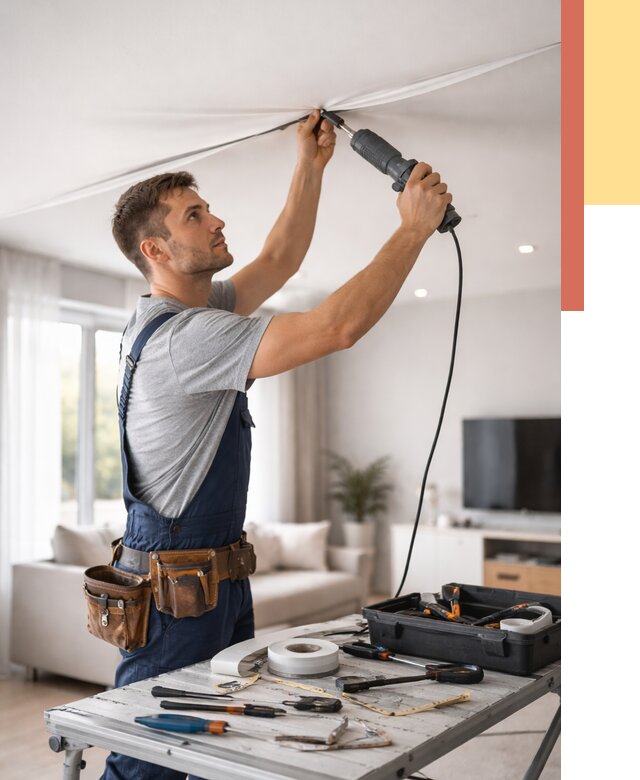 Ремонт натяжных потолков в мирном от 9604 руб. под ключ — ОТДЕЛОЧНИК-Мир