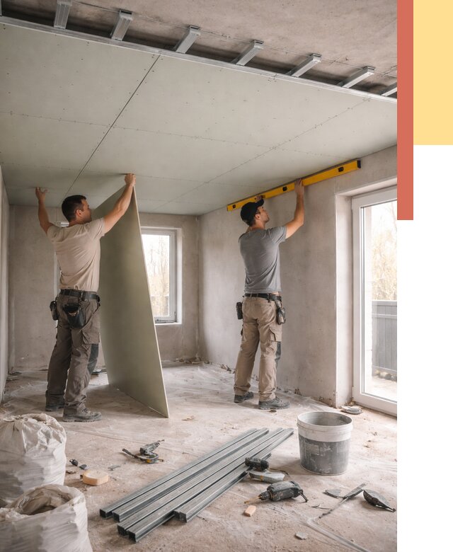 Одноуровневый потолок из гипсокартона в мирном от 758 руб. — монтаж под ключ | ОТДЕЛОЧНИК-Мир