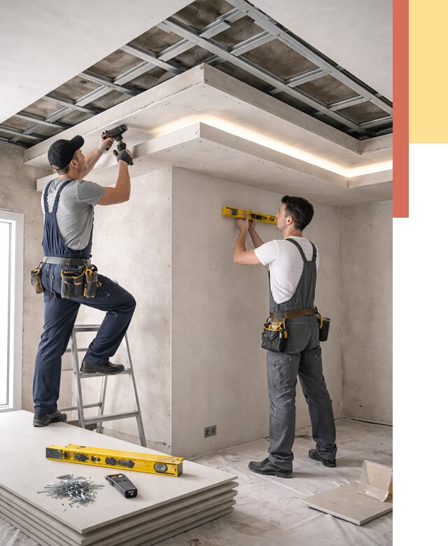 Двухуровневый потолок из гипсокартона в мирном от 1466 руб. под ключ | ОТДЕЛОЧНИК-Мир