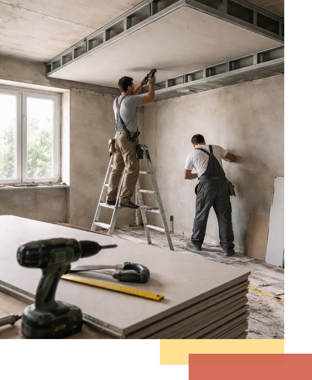 Двухуровневый потолок из гипсокартона в мирном