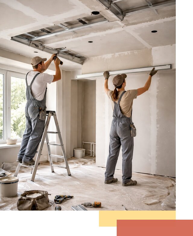 Монтаж многоуровневого потолка из гипсокартона в мирном