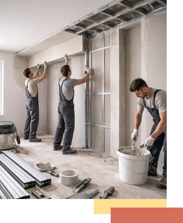 Монтаж потолка из гипсокартона с нишей в мирном