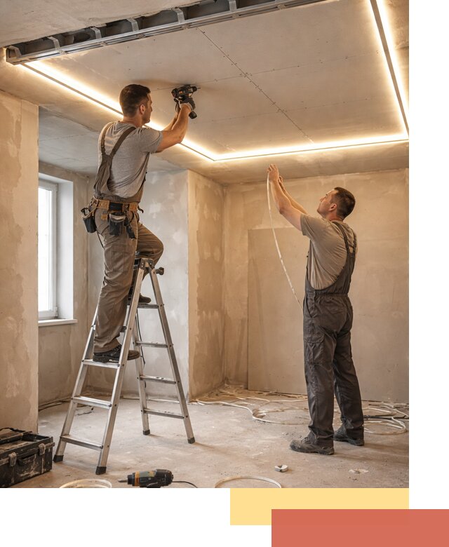 Потолок из гипсокартона с подсветкой в мирном