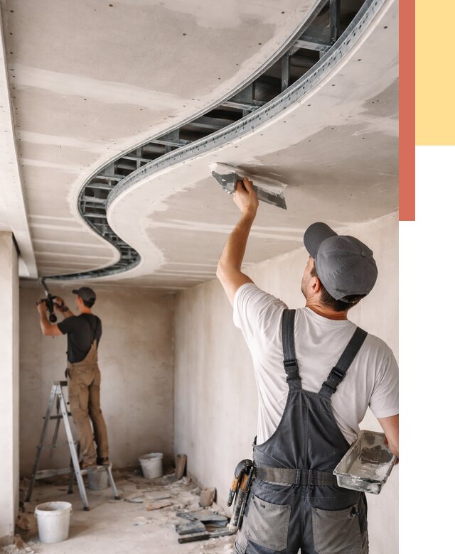 Криволинейный потолок из гипсокартона в мирном от 2123 руб./м2 | ОТДЕЛОЧНИК-Мир