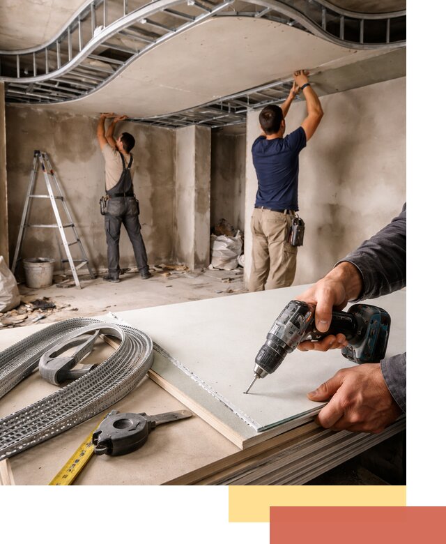 Криволинейный потолок из гипсокартона в мирном — монтаж и отделка