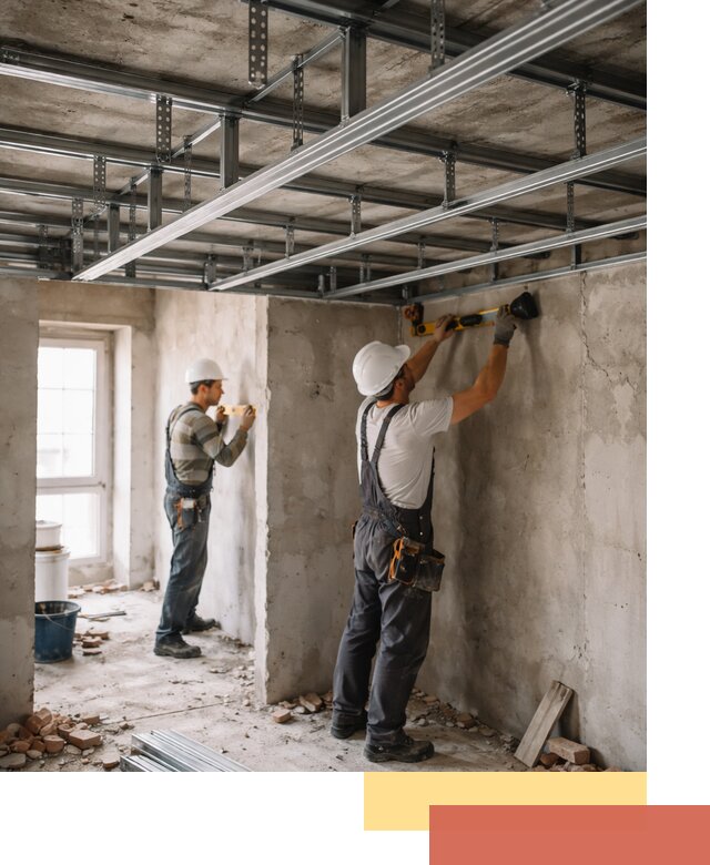 Монтаж каркаса потолка из профильного профиля в мирном