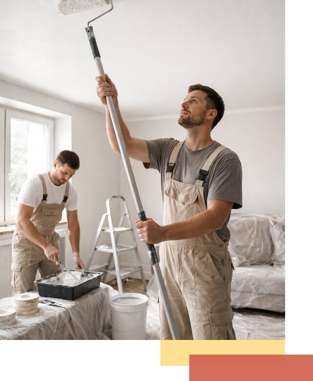 Покраска потолка водоэмульсионной краской в мирном