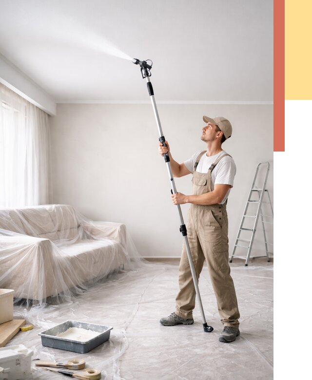 Покраска потолка краскопультом в мирном от 4549 руб. быстро и недорого | ОТДЕЛОЧНИК-Мир