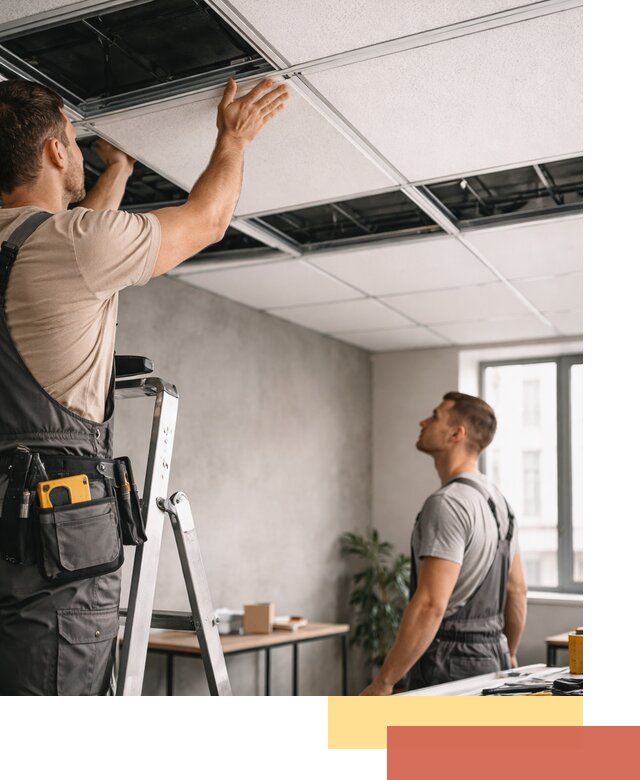 Монтаж потолочной плитки в мирном качественно и в срок