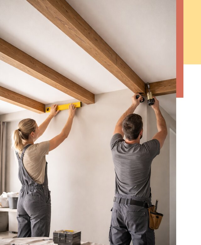 Монтаж декоративных балок на потолок в мирном от 4246 руб. — ОТДЕЛОЧНИК-Мир