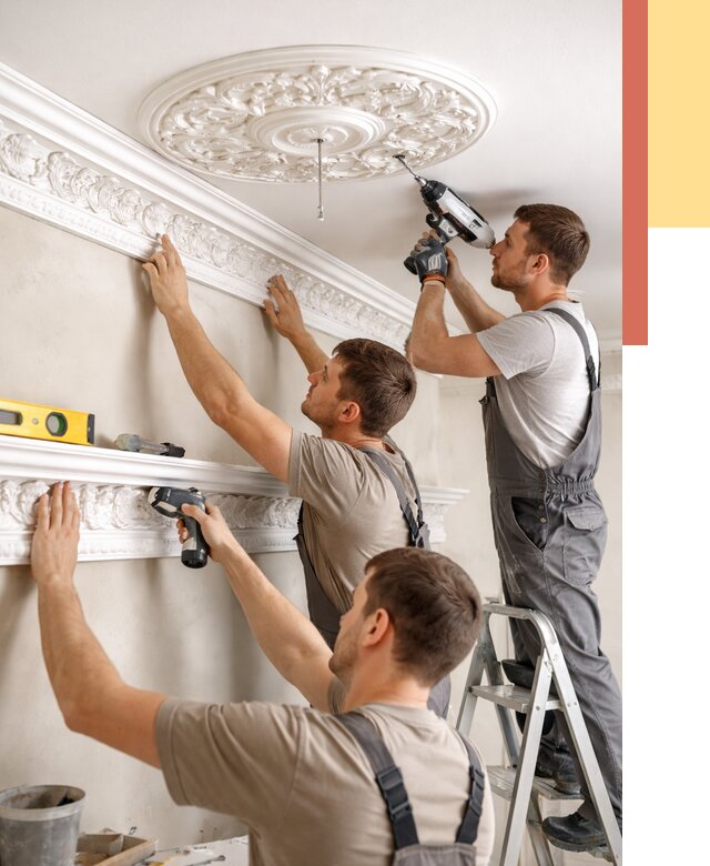 Монтаж лепнины на потолок в мирном от 3235 руб. быстро и недорого | ОТДЕЛОЧНИК-Мир