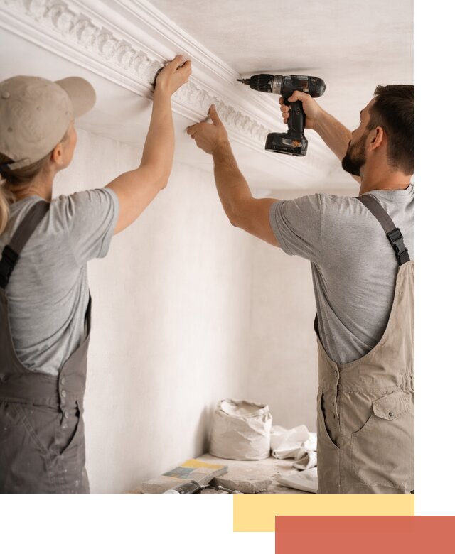 Профессиональный монтаж лепнины на потолок в мирном